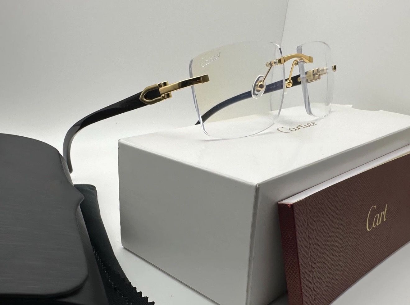 Cartier Diamond Cut White Buffalo Horn Brown Glasses PRICE FIRM