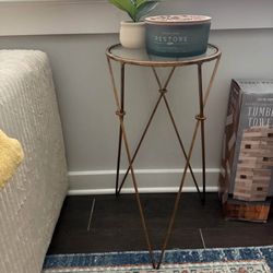 Gold side table with glass top