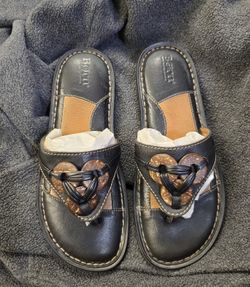 Womens BORN Leather Slide Thong Sandals