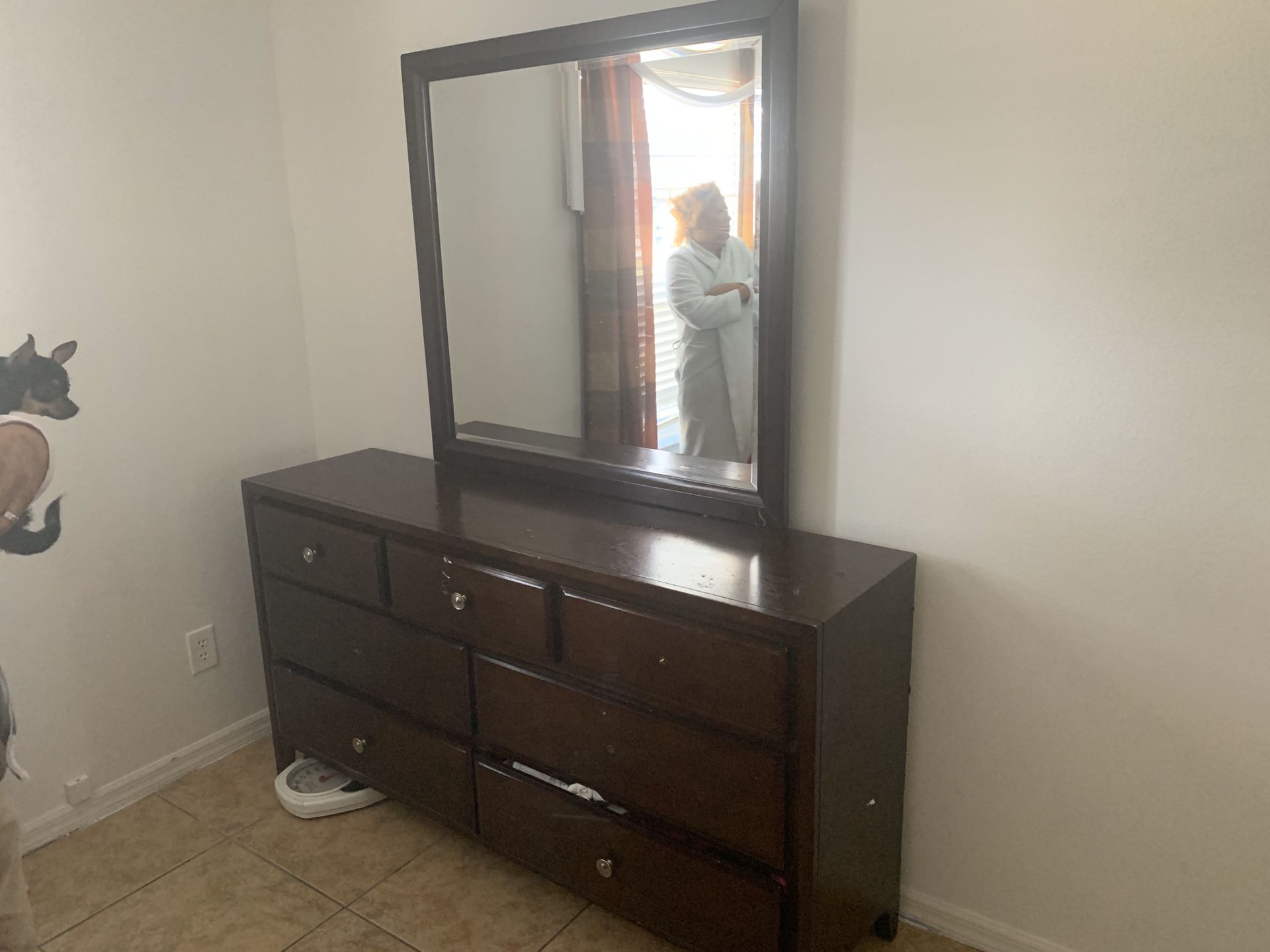 Brown wood dresser only no mirror(YES IT’S available)