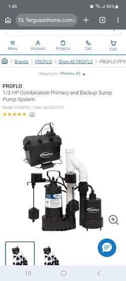 PROFLO
1/3 HP Combination Primary and Backup Sump Pump System