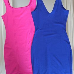 Wild Fable Women's2 Small Magenta and Blue Sleeveless Pullover Seamed Bodycon Dresses