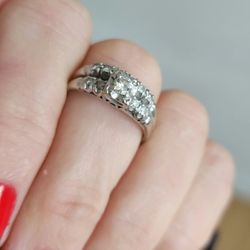 Engagement Set 14 K White Gold  Size 8