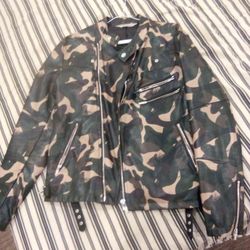 Zara Man Leather Camo Jacket 