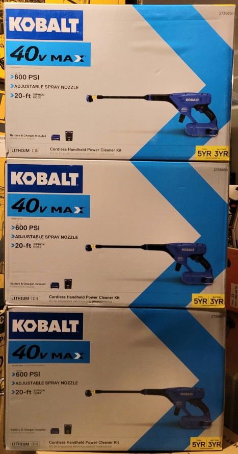 Kobalt 600-PSI Rubber Pressure Washer Spray Gun Kit ( Battery & Charger included) $95 Each