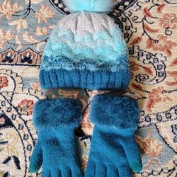 Kids girls Beanie Gloves Set