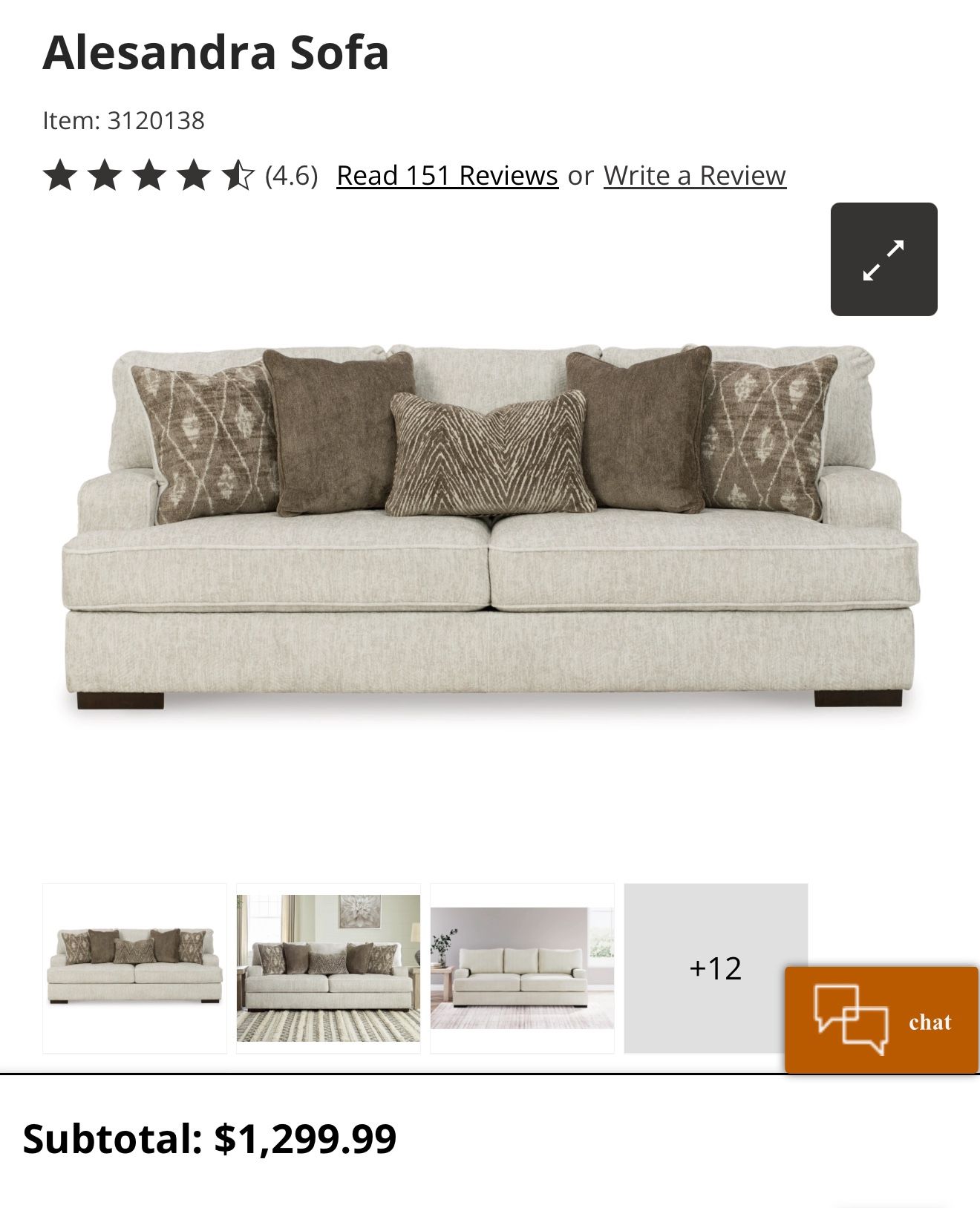Ashley Furniture Alesandra Couch And Ottoman