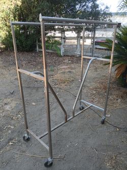 Double Bar Rolling Clothing Rack DISPLAY CLOTHING  SHIRT PANTS JACKET SKIRT SUIT