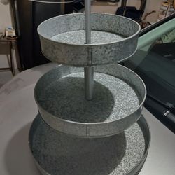 Three Tier Galvanized Metal Stand 