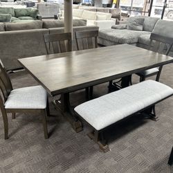 Big Brown Dining Kitchen Table Set 