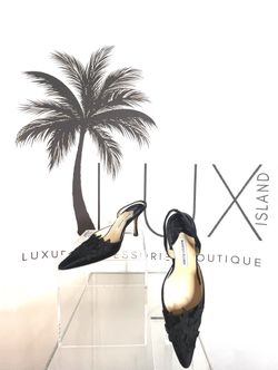 MANOLO BLAHNIK Floral Satin Heels Size 5.5