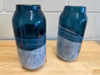 Home Decor - Set of Turquoise Glass Vases