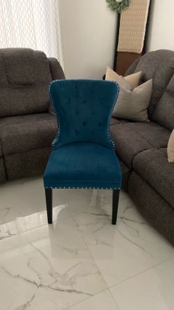 Teal suede accent chair