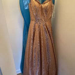 Rose Gold Sequin Prom Dress
