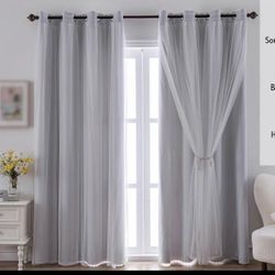 Curtains Double Layer Solid Sheer Size: 52"W x 108"L (Pack of 2) Color: Cloud Grey