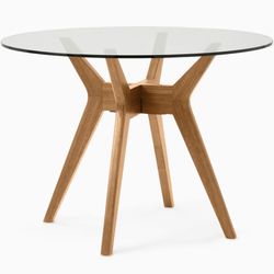 West Elm: Jensen Round Dining Table (42") Glass With 5  Classic Café Dining Chair