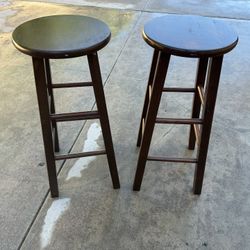 Wood Bar Stools Set Of 2 