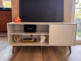 White TV Stand with Storage