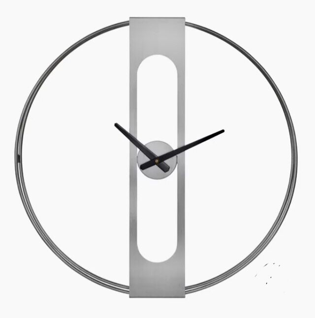 NEW Urgo 22” Round Numberless Modern Silver Metal Wall Clock