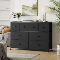 REAHOME 8 Drawer Dresser for Bedroom Chest of Drawers Closets Storage Units Organizer Tower Steel Frame Wooden Top Living Room Entryway Office