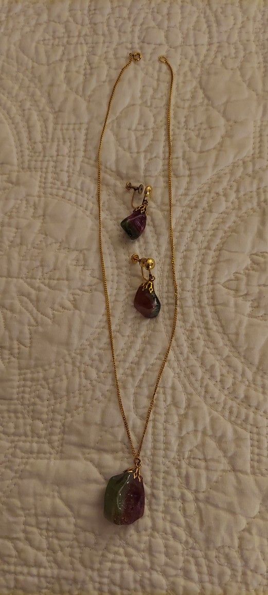Necklace & Earrings with Polished Stones