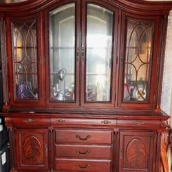 China Hutch W Drawers And Glass Doors 