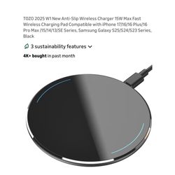 Brand new 2025 W1 New Anti-Slip Wireless Charger 15W Max Fast Wireless Charging Pad Compatible with iPhone 17/16/16 Plus/16 Pro Max /15/14/13/SE Serie