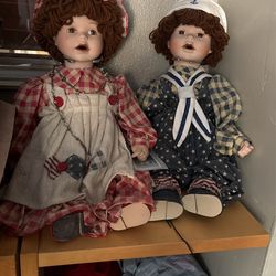 Porcelain Collection Dolls (pair) (par)Muñecos De Porcelana De Colección