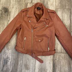 Pink Pleather Moto Jacket