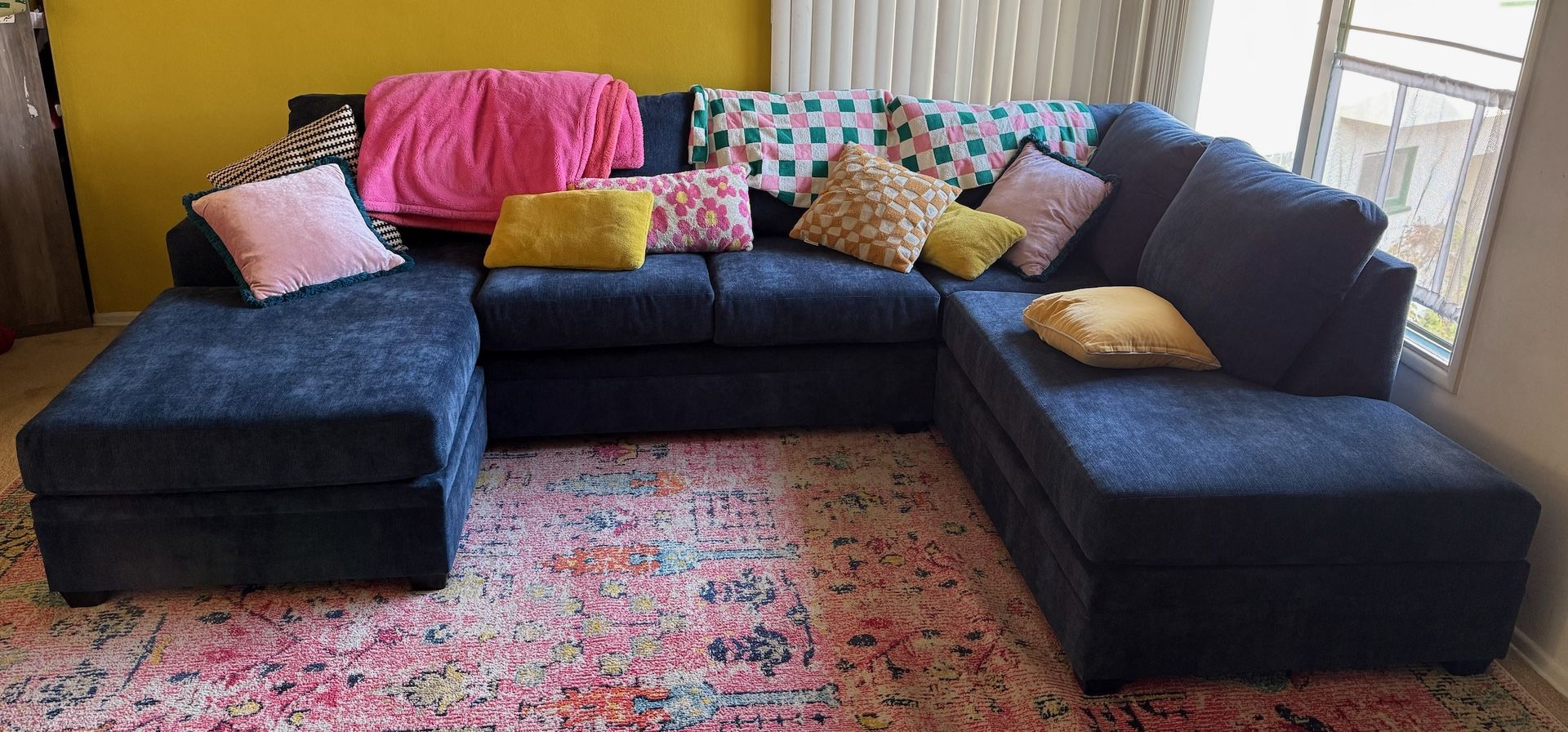 BLUE SECTIONAL SOFA - LIKE NEW
