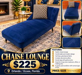 BEAUTIFUL NAVY BLUE CHAISE LOUNGE – $150
