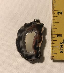 Agate sterling silver mirror necklace pendant