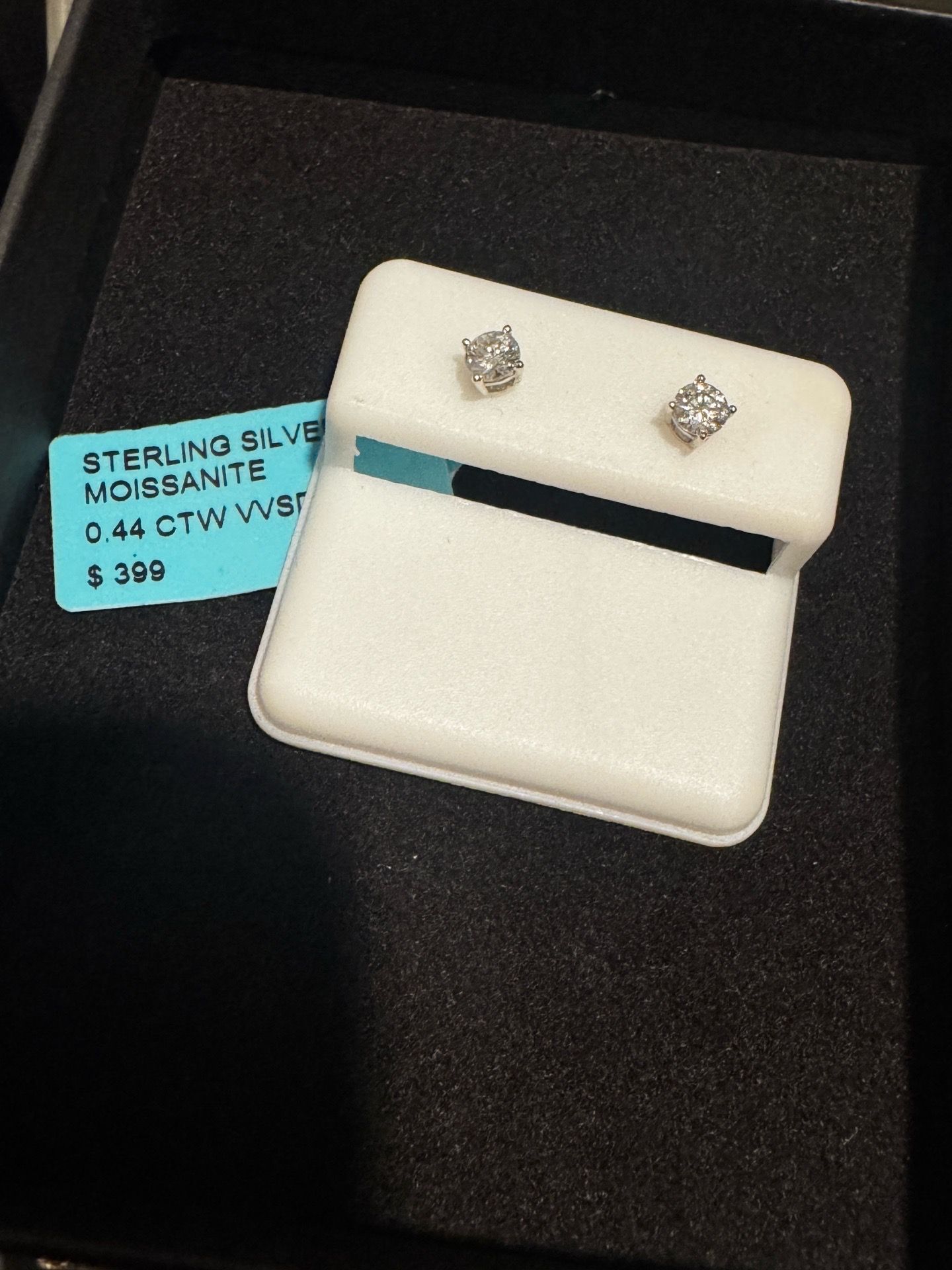 Sterling Silver Moissanite Stud Earrings 0.44 CTW VVSD