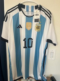2022 2023 Adidas Argentina Home Soccer Jersey Messi 10 World Cup Winners 3 Stars