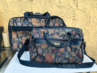 Vintage Jaguar bag 2 Piece Floral Canvas Luggage Set