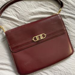 Vintage Maroon Leather Shoulder Bag 