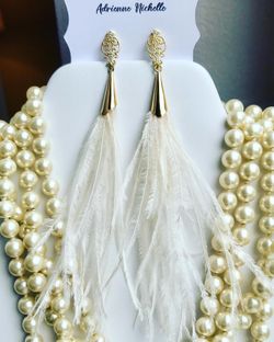 Handmade earrings! Ostrich Feathers!