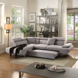 New Grey Fabric Sectional/Bed.  108x75x35H; 78/91L X 58W.  Free Delivery!