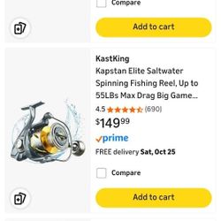 Fishing Reel Combo Kastking Kapstan 5000 And Rod With A 9foot Big Water  Rod