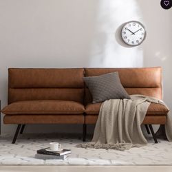 Brand new In Box Faux Leather Couch Futon Sofa 71”