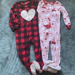 2T Holiday Pajamas With Santa And Flannel Ones