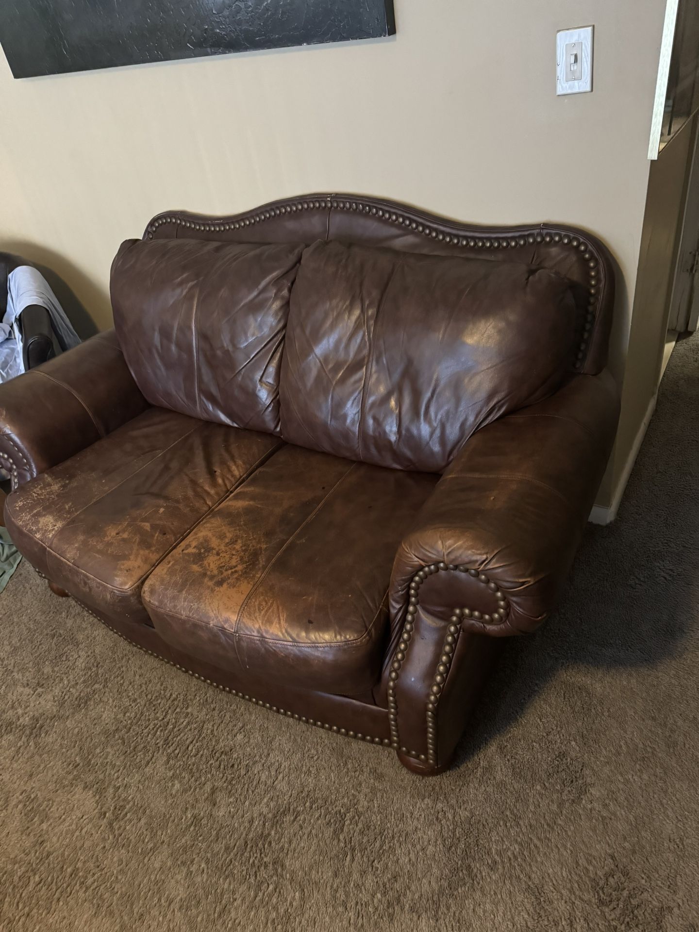 Leather loveseat