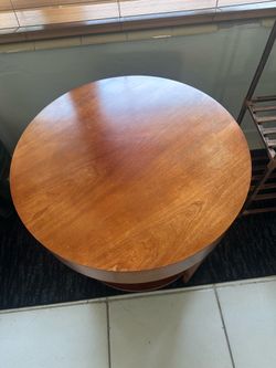 Round Wooden Coffee Table / Accent Table Set of 2