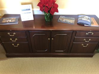 Ornate Mahogany Finish Filing Cabinet Buffet Office Credenza
