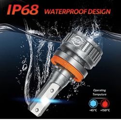 9005 H11/H8/H9 LED Headlight Bulbs, 15000 Lumens 500% Brighter LED Headlights, 6000K Cool White LED Headlights Conversion Kit, IP68 Waterproof, Pack