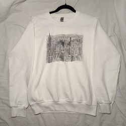 White NYC Skyline Sweatshirt – Empire State Building Official Souvenir