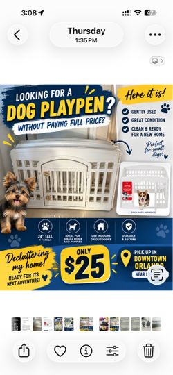 White Plastic Dog Playpen 24" Tall 4 Panels