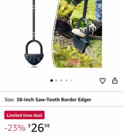Edger Lawn Tool, Sharp Saw-Tooth Half Moon Hand Lawn Edging Tool for Landscaping, 49" Adjustable Long Handle Manual Edgers with T-Grip for Sidewalk Fl