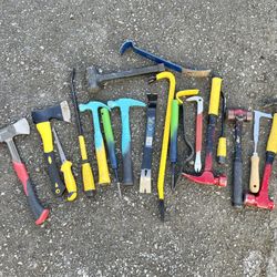 Tools, hummers, pry bars, wrecking bars, chisel