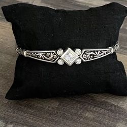 BRIGHTON ZOE Crystal Silver BANGLE Bracelet